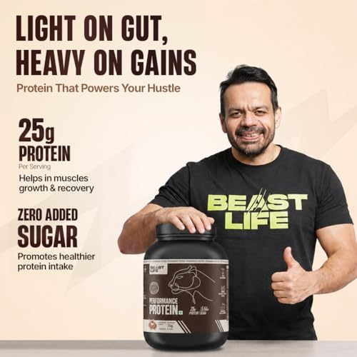 Image of BeastLife Performance Yeast Protein Powder | 25g Protein | Cold Coffee |NABL Lab Certified | High Absorption for Muscle Growth |Smooth & Light, Easy to Digest with Ultrasorb Tech|5.64g BCAA | Best For Gut | Beta Glucan | Improves Immune Function | 2 Kg