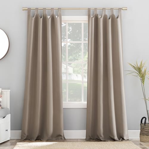 Image of Sun Zero Easton Energy Saving Blackout Tab Top Curtain Panel, 40" x 84", Stone