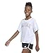 adidas Girls' Short Sleeve Drop Shoulder Graphic Tee Shirt, White