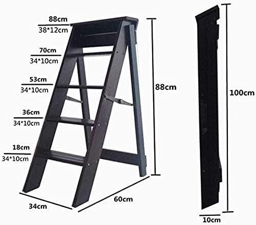 Miniatura 2 de FEHUN Escaleras, taburetes plegables de escalera, taburete de 5 escalones, silla de escalera, escalera portátil plegable, taburete alto