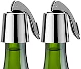Pafusen Wine Stoppers Set of 2, Stainless Steel Wine Bottle Stopper with Silicone Seal, Reusable Wine Freshness Keep, Wine Saver Wine Bottle Sealer Stopper, Wine Accessories Gift (Polished)