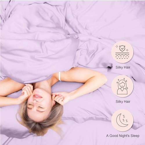 Seiwohl Satin Silk Pillowcases for Hair and Skin Lavander Pillow cases 2 Pack with Hair Silk Scrunchies for women Cooling Pillow cases with Envelope Closure - Image 4