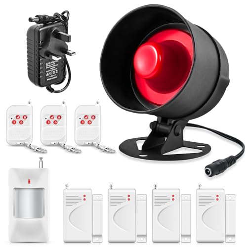 Fuers Sistemi di sicurezza domestica, sistema di allarme antifurto, 115 dB, sensore di movimento PIR, allarme per garage e casa, con telecomando, sistema di sicurezza per cortile e casa, 10 pezzi