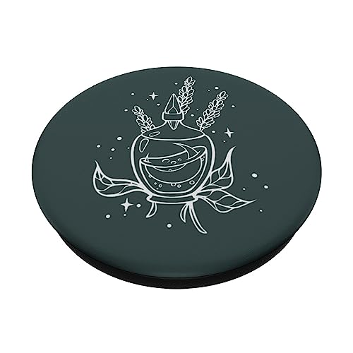 Witchcore Witch Potion Bottle inside Moon PopSockets Adhesive PopGrip, Black - Image 2