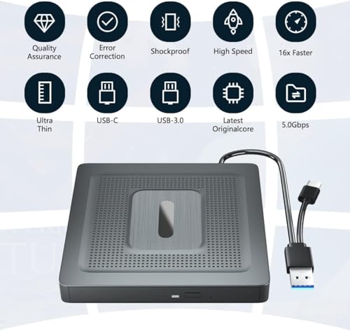 Unidad externa de DVD y CD USB para laptop portátil miniatura 4