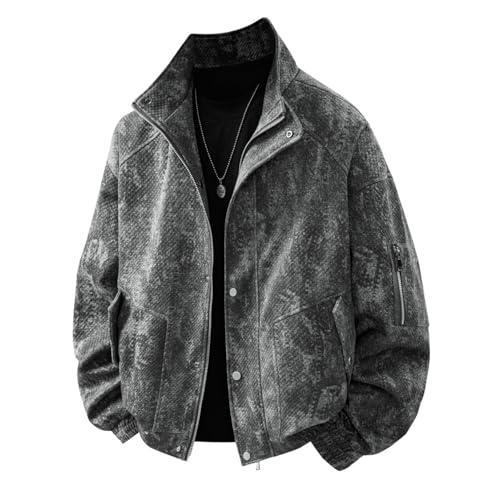ENEN Chaqueta Vaquera Hombre Talla Grande vintage M 7XL, Chaqueta Vaquera de Invierno Hombre con Botones Cálida Cazadora de Camionero Invierno para Uso Diario (2553 Negro,7XL)