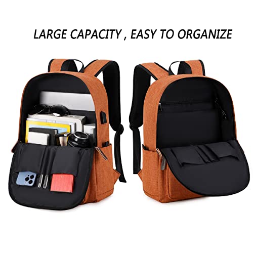 KYALOU Laptop Backpack, Lightweight Bookbag Casual Daypack for Men and Women, College with USB Charging Port - Light Brown3