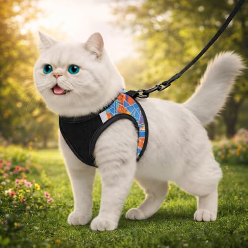 Image of Berlin's PET ACCESSORIES Cat Harness with Leash, Escape-Proof Vest Design, Breathable Air Mesh Comfort, Adjustable & Durable Control, Black-Spiderman, Large