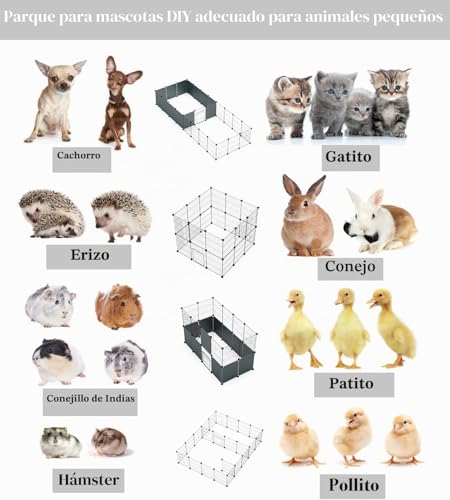 Miniatura 6 de Langxun Bricolaje Con Puerta Valla Para Mascotas De Animales Pequeños, Jaula De Conejos, Jaula De Cobayas, Cachorros 30 38 12pcs