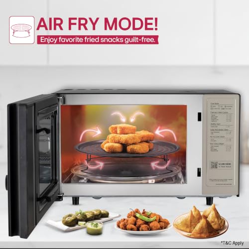 Image of LG 28 L, Convertible Microwave Oven with Air Fry, Charcoal Lighting Heater, Wi-Fi Enabled (MJEN286UFWF, Black, Motorised Rotisserie, 60 Air Fry Recipe, 40 Scan to Cook Recipes & 331 Auto Cook Menu)