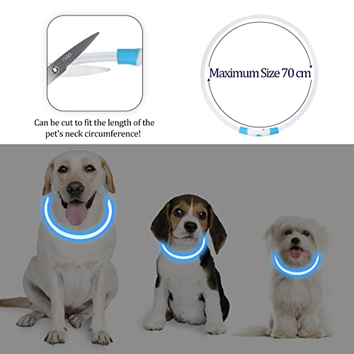 Coolzon LED Leuchthalsband Hundehalsband Aufladbar, Wasserdicht Halsband Hund 3 Modi, Leuchtband Hund Halsband Längenverstellbareres Super Helle Kalsband Katze und Hunde Klein Groß Mittel, Blau