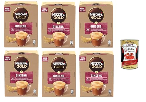 NESCAFÉ GOLD Ginseng Pulvermischung für Getränke mit Milch, Kaffee und Ginseng,6x 10 Beutel à 7g (70 g) + Italian Gourmet Polpa di Pomodoro 400g Dose