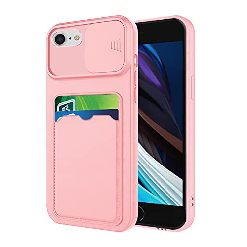 Coque iPhone SE 3 antichoc rose pour voyager léger grâce au porte-carte fluide