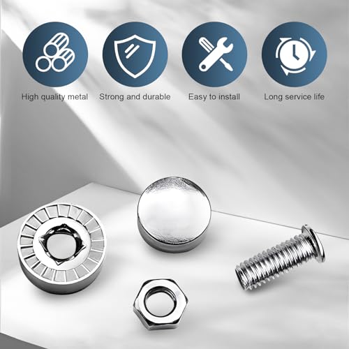 Tesnaao Pack-16 Car License Plate Frame Anti-theft Fixing Screw Set, Alloy Anti-rust License Plate Frame Fixing Bolts, Anti-body Vibration Fastener, Universal for Car Motors Fixed Buckle (Silver)