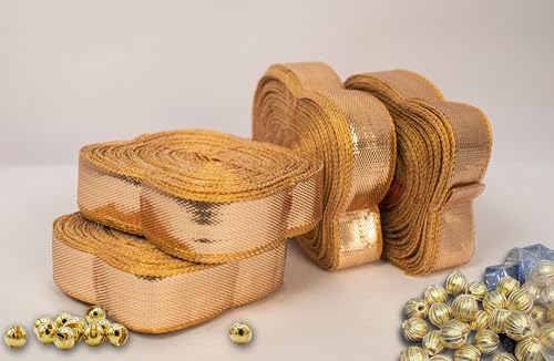 Plain Gota Laces Borders Material for Dresses Clothes Apparels Saree Blouses Making Purpose Rose Gold Color (100 Meter)