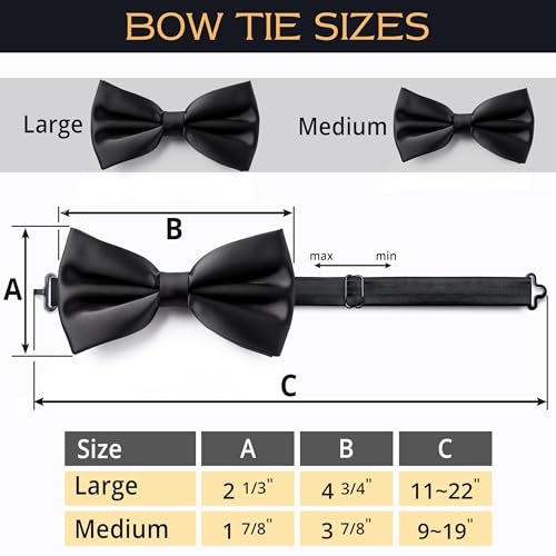 Image of THE BOW TIE HOUSE Premium Black Silk Satin Bow Tie for Men | Formal Wedding Party Tuxedo Accessory