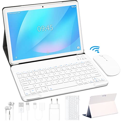 Tablette Tactile 10 avec Clavier et Souris, Android 9.0, 4 Go RAM, 64 Go, Écran Full HD 1280*800