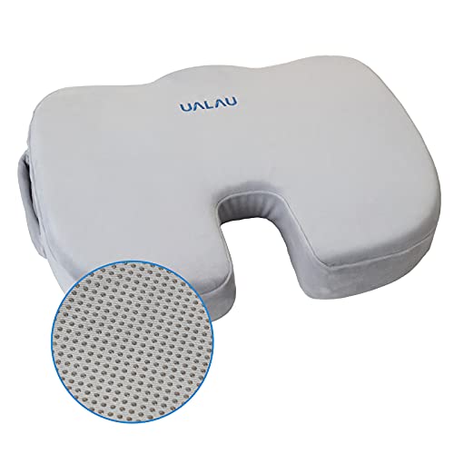Ualau Seat Cushion Pillow For Office Chair, Memory Foam Chair Cushion, Tailbone & Lower Back Pain Relief, Comfort Chair Seat Cushion,With 2 Washable Covers, For Driving, Learning, Office #TOP7