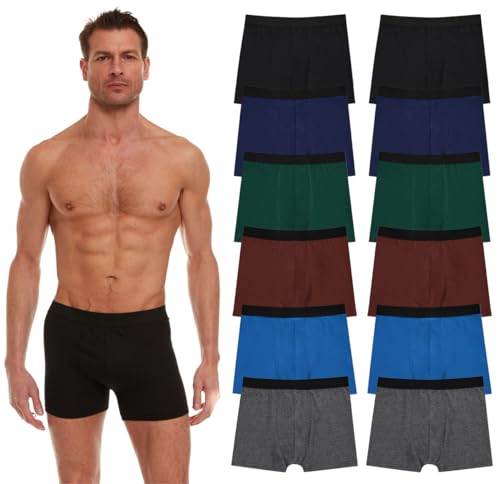 Yacht & Smith 12 Pack of Mens Boxer Briefs Underwear Bulk, 100% Cotton, Soft, Comfortable, Assorted Colorful Brief