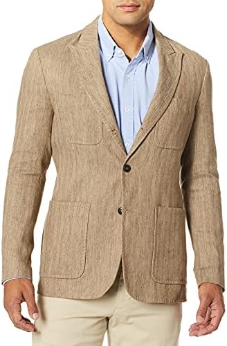 Billy Reid Men's Standard Fit Three Button Single Breasted Sportcoat, Beige Twill, 40R