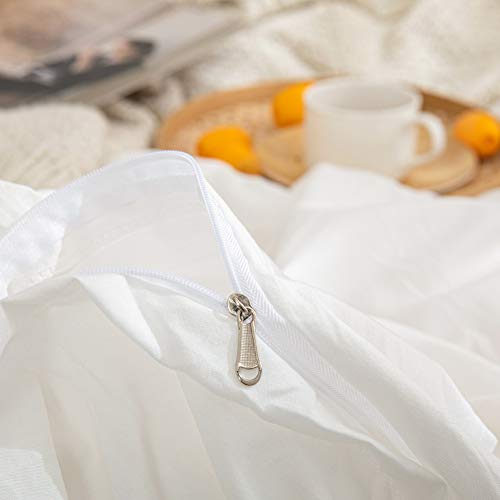 Merryword White Boho Bedding Set Twin White Duvet Cover Set Shabby Chic Ruffled Fringe Soft Farmhouse Comforter Cover Set With 1 Pillow Sham (Twin, White) #TOP6