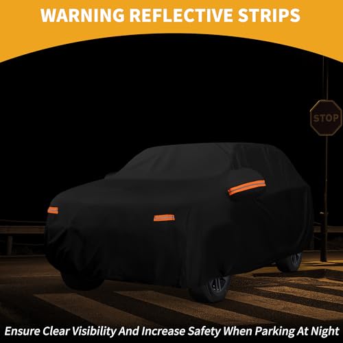 Image of All-Weather Waterproof Car Cover - UV-Resistant Outdoor Full Exterior Protection for Volkswagen Tiguan SWB 210D-PU Black with Right Side Zipper