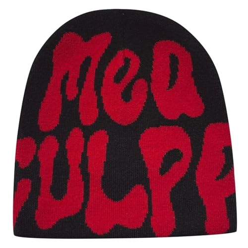 Gorro de punto Y2k para hombres, mujeres y adolescentes, gorro de invierno, gorro de skater, gorro de punto hip hop, gorros tejidos de algodón, araña MEA Culpa, gorro de punto Y2k impreso, gorro con