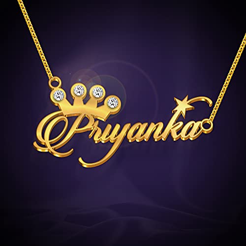 Image of Priyanka Cursive Gold & Silver Name Pendant Necklace, Best Jewelry Gift for Girls.