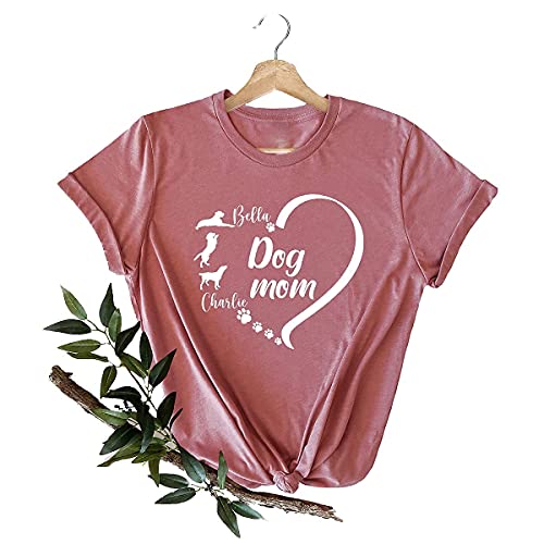 Fastdeliverytees Custom Dogs Mom T Shirt, Mom Shirt With Her Dog Names, Mothers Day Shirt, Dog Mommy Gift, Dog Lover Shirt, Dog Mama Gift #TOP1