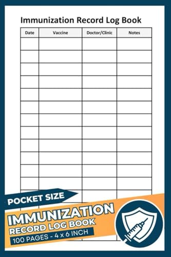 Pocket Size Immunization Record Log Book: Track Your Vaccination History | Immunization Tracker Notebook | Vaccine Tracking Form | 4 x 6 inches