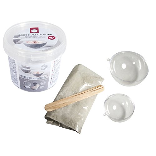 Rayher Hobby 34154000 Kreativ Beton Set Schale, 250 g, Beton inklusive Zubehör, Beton für Kreative, Bastelbeton, Beton zum Basteln, Gießbeton, Kreativbeton, Hellgrau