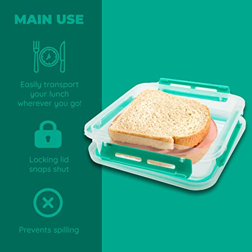 Biosmart Sandwich Container: Reusable, Bpa Free Plastic Food Storage With Snap-Off, Leak-Proof Lid: 2 Pack #TOP2