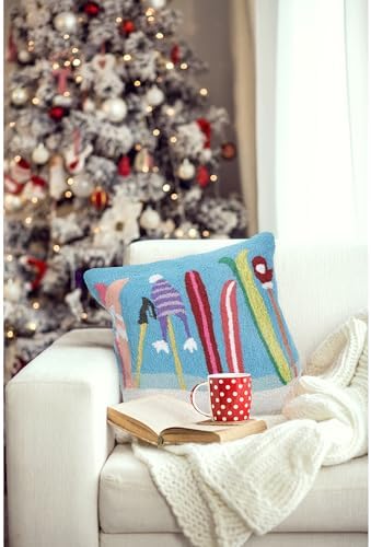 Liora Manne Frontporch Indoor/Outdoor Pillow, 18" Square, Gone Skiing