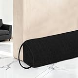 Zugluftstopper für Türen - 92cm Schwerer Tür Zugluftstopper Windstopper, Türluftstopper für Schutz, Luftzugstopper mit Aufhängeschlaufen zur Wind und Schalldämmung von Türen & Fenstern, Schwarz