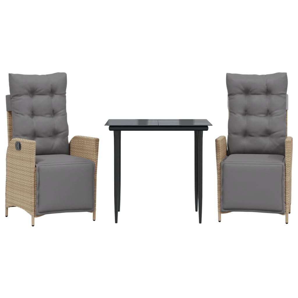 Ensemble à manger de jardin vidaXL 3 pcs en résine tressée beige avec table et chaises