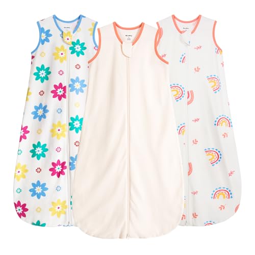 Baby Sleep Sack 18-24 Months 100% Cotton 0.5 Tog 2t Baby Wearable Blanket for Toddler, 3 Pack Breathable Soft Lightweight Sleep Sacks with 2-Way Zipper