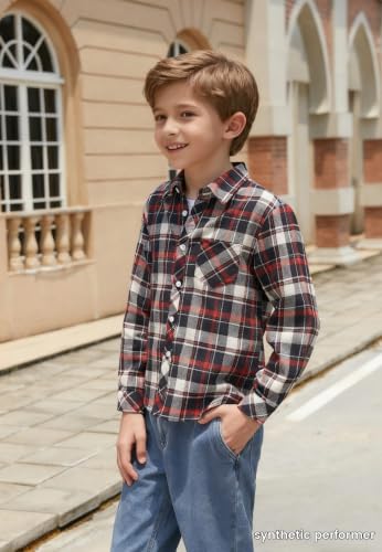 Image of Betusline Boy and Men Button Down Plaid Shirt | Soft,Breathable and Comfortable Fabric