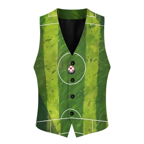 Sports Football Football Field Men's Suit Vests Business Formal Dress V-Neck Waistcoat Tops with 2 Pockets4