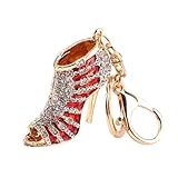 Sunicon High Heels Keychain, Crystal Rhinestone Crystal Keyring Women Keychain High Heel Shoe Lady Gift Stiletto Enamel Pendent for Key Handbag Phone Accessory(5.5 * 5cm)