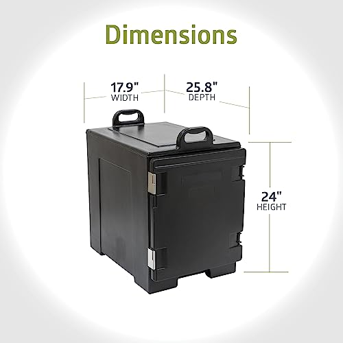 Pearington Commercial-Grade Insulated Food Pan Carrier for 5 Full-Size Pans, End-Loading Non-Electrical Stackable Hot Box Food Warmer with Handles, Black