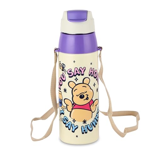 Image of CELLO Kidzbee Era 600 Insulated Kids Water Bottle 520 ml, Off White | 3D Touch & Feel Hunny Bears Design One Hand Grip Lightweight Leakproof Easy Sip Flip Cap Insulated Water Bottle for School Kids