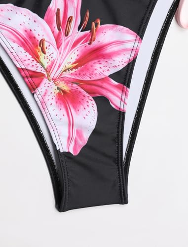Image of ZAFUL Women's Polka Dot Bikini Set Double Layer Halter Swimsuit Colorblock Side Tie 2 Piece Bathing Suit