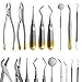 AAProTools 8 Pcs Gold Plated Basic Dental Extracting Extraction Forceps Elevators Set Dental Instruments DN-2357