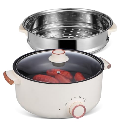 Alipis Olla De Cocción Eléctrica Multifuncional Cocina Eléctrica De Olla Caliente De Verduras Vaporera De Cocina Cesta De Vapor Vegetal Tapa Interior Antiadherente De Teflón