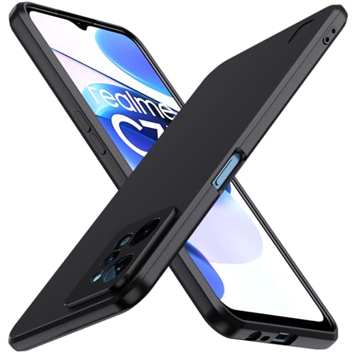 ivoler Negro Mate Funda para Realme C31 con Protección de Cámara, Carcasa Protectora Antigolpes, Ultrafina Suave TPU Silicona Caso Delgada Anti-Choques Case