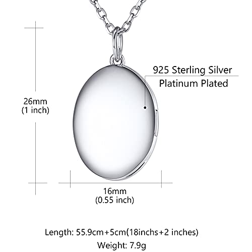 Custom4U Engraved Locket Necklace That Holds 2 Pictures Oval Silver Medallion Pendant Jewelry Memorial Gifts For Mother #TOP5