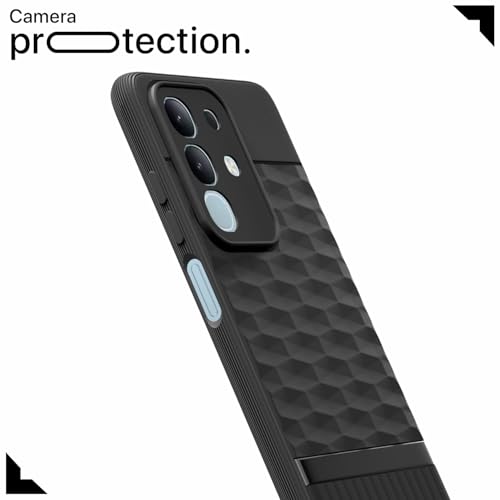Image of Pikkme Back Cover for Vivo T4x 5G / iQoo Z10x 5G / Vivo Y31 Pro 5G Camera Protection 3D Hexa Cube Design Silicone Protective Bumper Case (Black)