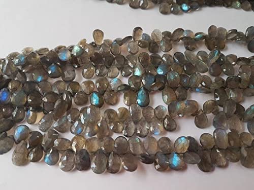 Labradorite briolette poire 7x9mm fil de pierres naturelles aux reflets magiques et protecteurs