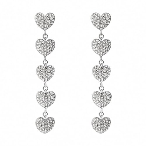 Boucles d'oreilles pendantes coeur Stroili en acier et cristaux d'exception