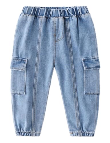 Boys Jeans Denim Jogging Pants Elasticated Waist Stretch Cargo Trousers